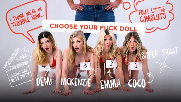 Coco Lovelock, Demi Hawks, Emma Rosie & Mckenzie Mae – Polar Opposites: Four Petite Blondes vs Huge Director (PervCasting)